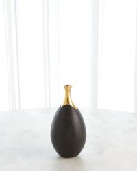 Small Golden Dipped Crackled Ceramic Vase