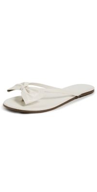 TKEES Lily Oversized Bow Flip Flops Cream 5