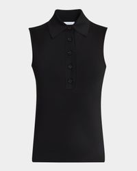 Sleeveless Viscose Knit Polo Top