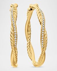 Petite Infinity Hoop Earrings in 18K Gold with Diamonds, 4mm, 1.65"L