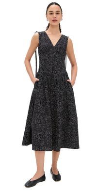 Proenza Schouler White Label Clayton Dress in Printed Poplin Black/Vanilla 0