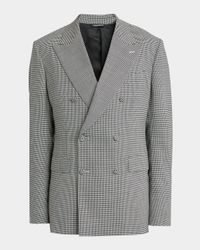 Men's Micro-Houndstooth Double-Breasted Sport Coat
