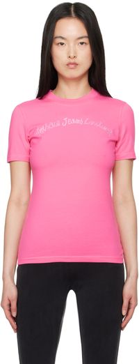 Versace Jeans Couture Pink Screen-Printed T-shirt