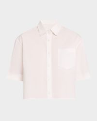 Cropped Oversized Button-Front Shirt