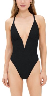 Good American Always Fits Deep V Underwire Swimsuit Black L/XL