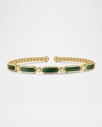 14K Yellow Gold Diamond and Malachite Bujukan Bangle