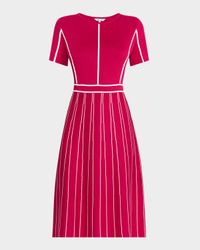 Contrast Stripe A-Line Soft Knit Dress - Modern Fit