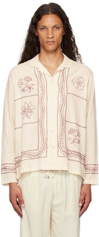 HARAGO Off-White Embroidered Shirt