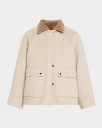 Cashmere Coat With Removable Sheep Shearling Liner And Collar