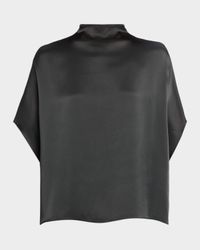 Fluid Mock-Neck Satin Cape Tee