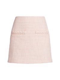 Women's Perry Plaid Tweed Miniskirt - Light Pink - Size 8