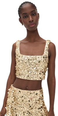 Show Me Your Mumu Mixer Top Gold Metallic Sequins M