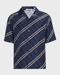 Men's Diagonal Check Short-Sleeve Shirt