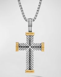 Men's Chevron Cross Pendant in Silver, 24mm