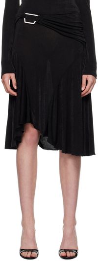 MISBHV Black Ruched Midi Skirt