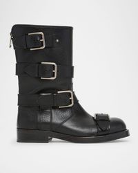 Leather Buckle Ankle Boots