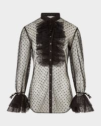 Benga Ruffle Dotted Mesh Blouse
