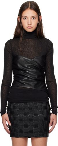 Nanushka Black Kynlee Vegan Leather Turtleneck