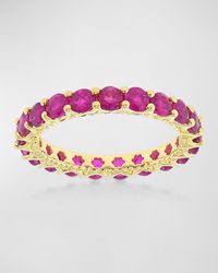 18K Yellow Gold Ruby Gemstone Eternity Band, Size 7