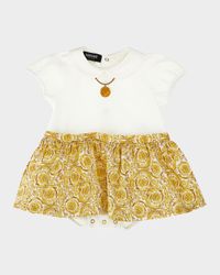 Girl's Medusa Necklace Print Barocco Romper, Size 3M-18M