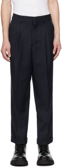 AMI Paris Navy Carrot Fit Trousers
