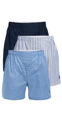 Polo Ralph Lauren Underwear Classic Fit Woven Boxer 3 Pack RiminiStripe/MullerPlaid/Navy XL