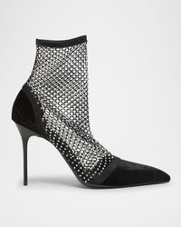 Velvet Strass Mesh Ankle Boots