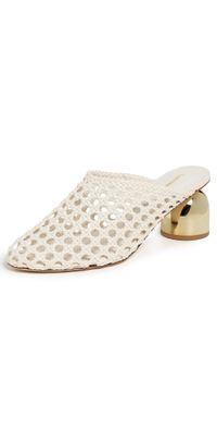Larroudé Dew Drop Macrame Mules Ivory 6