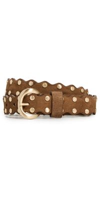 Madewell Studded Scalloped Belt In Suede Dried Acorn Suede L