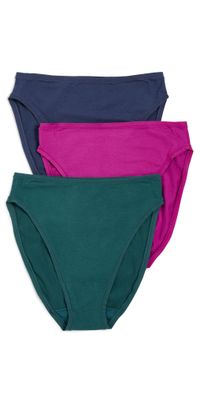 Natori Natori Bliss Bare Cotton High Cut Briefs 3 Pack Elm/Vintage Navy/Sakura XXL
