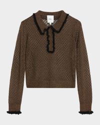 Klara Sparkly Ruffle-Trim Sweater