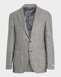 Men's Glen Plaid Notch Lapel Sport Coat