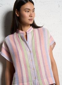 Tinsels - Chemise col montant en coton mélangé - Taille XS - Multicolore