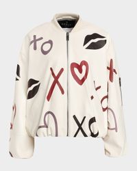 Zip Leather Bomber Jacket