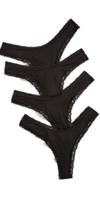 Stripe & Stare Black Thong 4 Pack Box Black XS