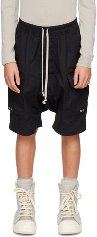 Rick Owens Kids Black Pods Cargo Shorts