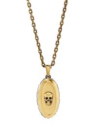 Women's Goldtone & Crystal Skull Signet Pendant Necklace - Gold Silver