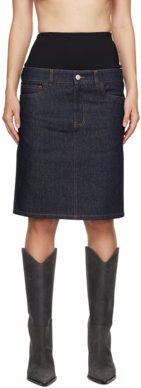 Coperni Jupe midi étagée bleue en denim