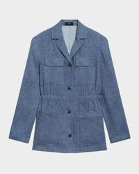 Cinched Denim Crunch Jacket