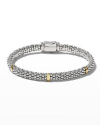 Signature Silver Caviar Bracelet with 18k Gold, 6mm