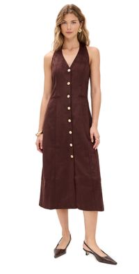 endless rose Suede Fitted Midi Dress Chocolate S