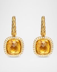 Albion Drop Earrings with Gemstones and Diamonds in 18K Gold, 10mm