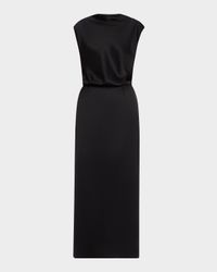 Cap-Sleeve Double Silk Satin Gown