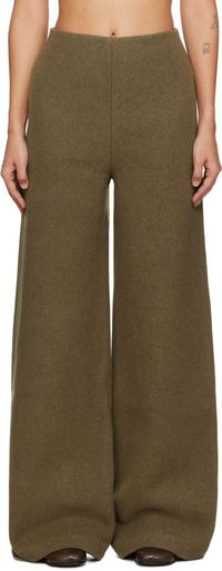 Róhe Khaki Palazzo Wool Trousers