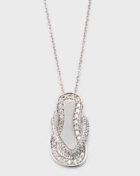 18K White Gold Diamond Flip Flop Necklace