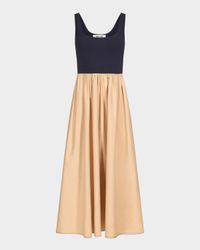 Selena Sleeveless Ruched Colorblock Midi Dress