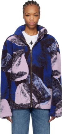 JW Anderson Blouson bleu à motif imprimé et à glissière
