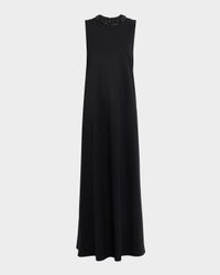 Capitol Dress with Crystal Collar in Silk Finish Twill