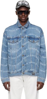 Versace Jeans Couture Blue Pattern Denim Jacket