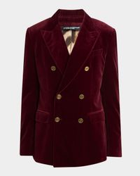 Men's Velvet Double-Breasted Peak Lapel Dinner Jacket